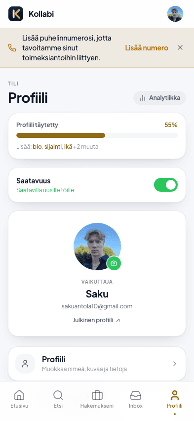 Oma profiili